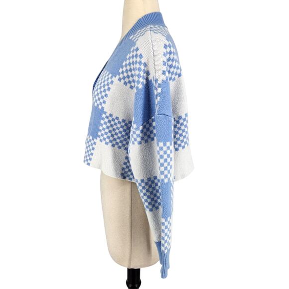 SALE Cider Check Cropped Short Cardigan Sweater Plaid Prep Size Medium - Picture 4 of 6